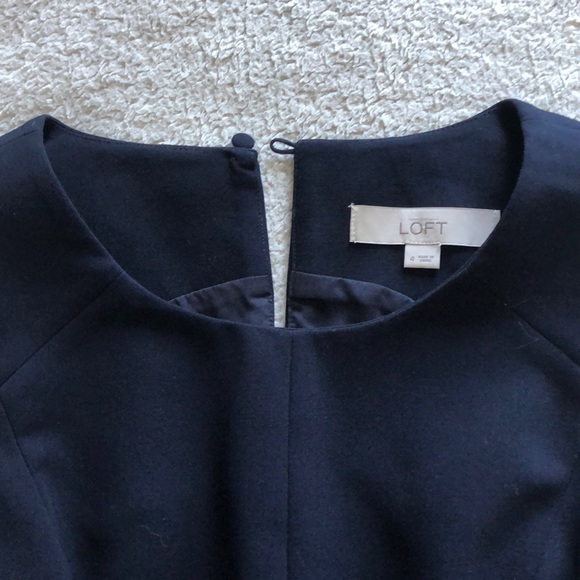 Anne Taylor LOFT Dark Blue Pleated Dress (Size 4) - Picture 3 of 5